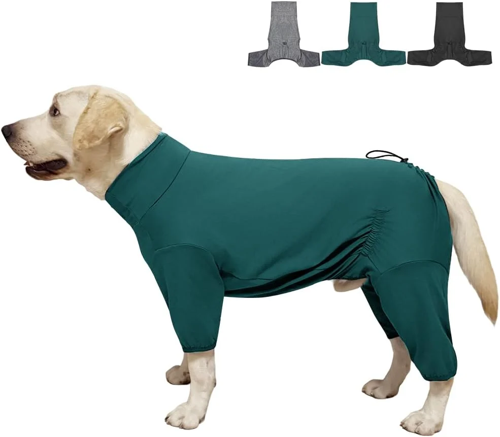 Superior Dog Pyjamas PJS Sweater Clothes and Home Clothing Suitable for Small to Medium Breeds of Dogs Dog Neutering Suits Extra-Large Stretch Fabric Four-Legged Clothes Thin Dark Green XL Genuine