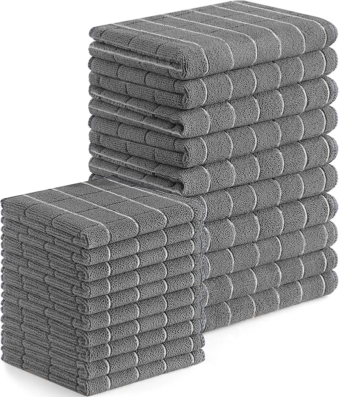 Fine Crafted Homaxy Microfiber Kitchen Towels and Dishcloths Set 20 Pack Soft and Absorbent Dish Hand Towels Bulk 28 x 16 Inch 12 x 12 Inch Quick Drying Rags for Washing Dishes GreyAbout ThisOverview Premium