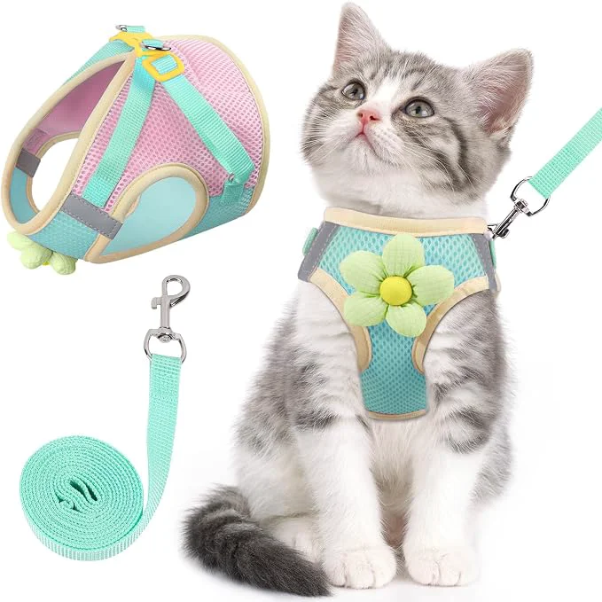 Versatile Cat Harness and Leash Set for Walking Escape Proof Adjustable Kitten Harness High-Grade