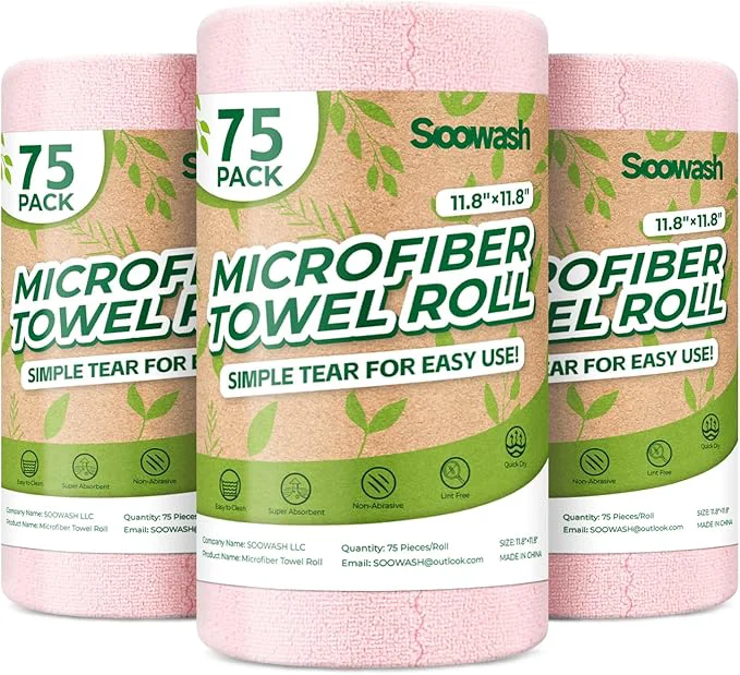 Consistent Microfiber Cleaning Cloths Roll 225 Pack Tear Away Microfiber Towels Roll 12 x 12 Lint Rags Reusable Cleaning Cloths Washable Scratch Ultra Absorbent Dish Rags Pink About ThisOverview Prestigious