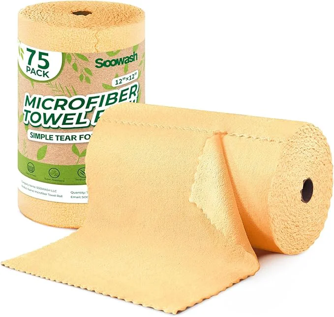 Innovative Microfiber Cleaning Cloths Roll 75 Pack Tear Away Microfiber Towels Roll 12 x 12 Lint Rags Reusable Cleaning Cloths Washable Scratch Ultra Absorbent Dish Rags Orange About ThisOverview Smart