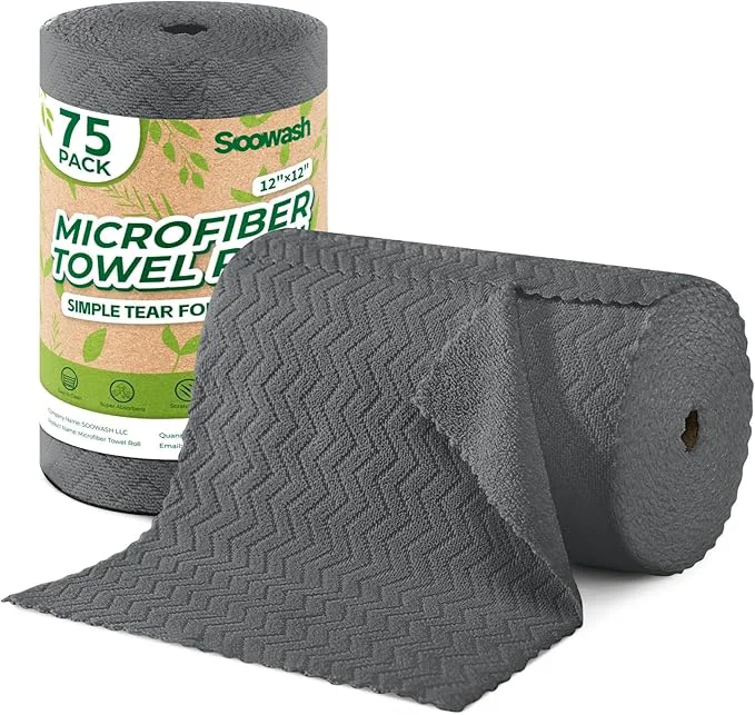 Green Microfiber Cleaning Cloths Roll 75 Pack Tear Away Microfiber Towels Roll 12 x 12 Lint Rags Reusable Cleaning Cloths Washable Scratch Ultra Absorbent Dish Rags Dark Grey Ripple About ThisOverview Authentic