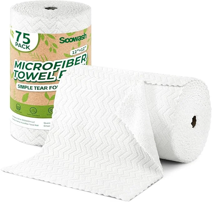 Powerful Microfiber Cleaning Cloths Roll 75 Pack Tear Away Microfiber Towels Roll 12 x 12 Lint Rags Reusable Cleaning Cloths Washable Scratch Ultra Absorbent Dish Rags White Ripple About ThisOverview Easy-to-Use