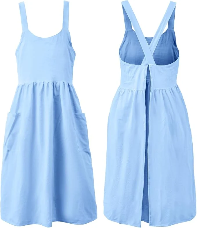 Casual Uaussi Cotton Linen Apron Cross Back Work Apron for Women with Pockets Pinafore Dress X Cross Halter Apron for Chef Gardening Carefully Designed