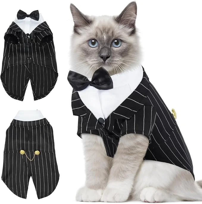 Solid DENTRUN Cat Tuxedo Outfit Sphynx Cat Costume Formal Suit Effective