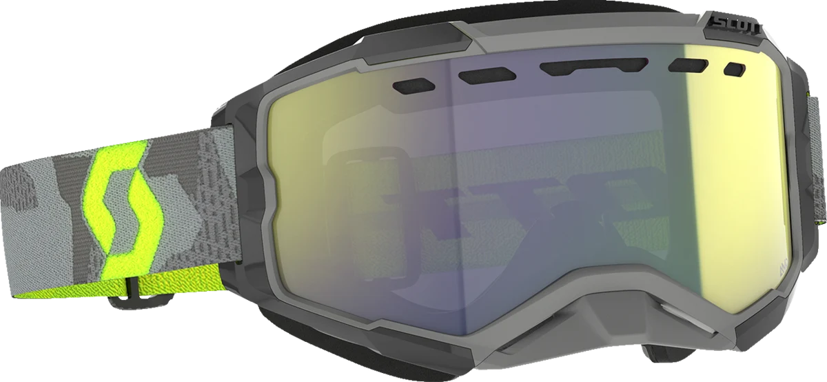 Solid SCOTT Fury Snow Cross Goggle - Light Gray Neon Yellow - Enhancer Yellow Chrome 278605-7697335 Proven