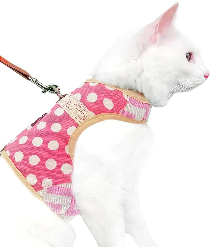 Traditional Cat Harness and Leash for Walking Escape Proof Adjustable Cat Vest Harness Green