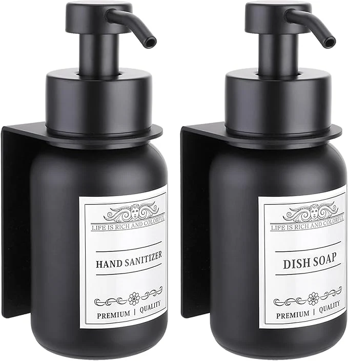 Fine Crafted 2-Pack Shower Soap Dispenser Set with Pump and Wall Mount 8.5 Oz Soap and Lotion Dispenser Set with Waterproof Labels BlackAbout ThisOverview Trendy