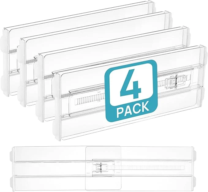 Convenient Vtopmart 4 Pack Drawer Dividers for Clothes 4 High 10.2 -16.5 Adjustable Expandable Dresser Drawer Organizer Clear Plastic Separators for Dresser Baby Clothing Underwear Cosmetic ToiletriesAbout ThisOverview Fine Crafted