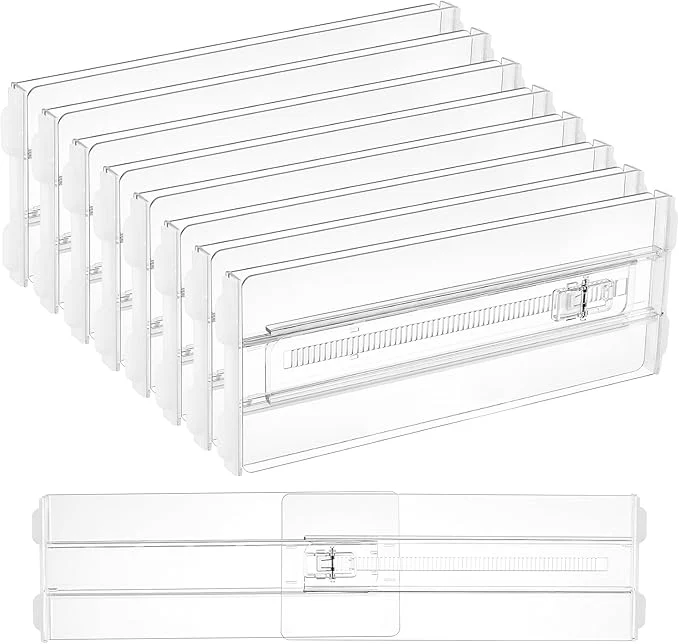 User-Friendly Vtopmart 8 Pack Drawer Dividers for Clothes 4 High 10.2 -16.5 Adjustable Expandable Dresser Drawer Organizer Clear Plastic Separators for Dresser Baby Clothing Underwear Cosmetic ToiletriesAbout ThisOverview Specialty