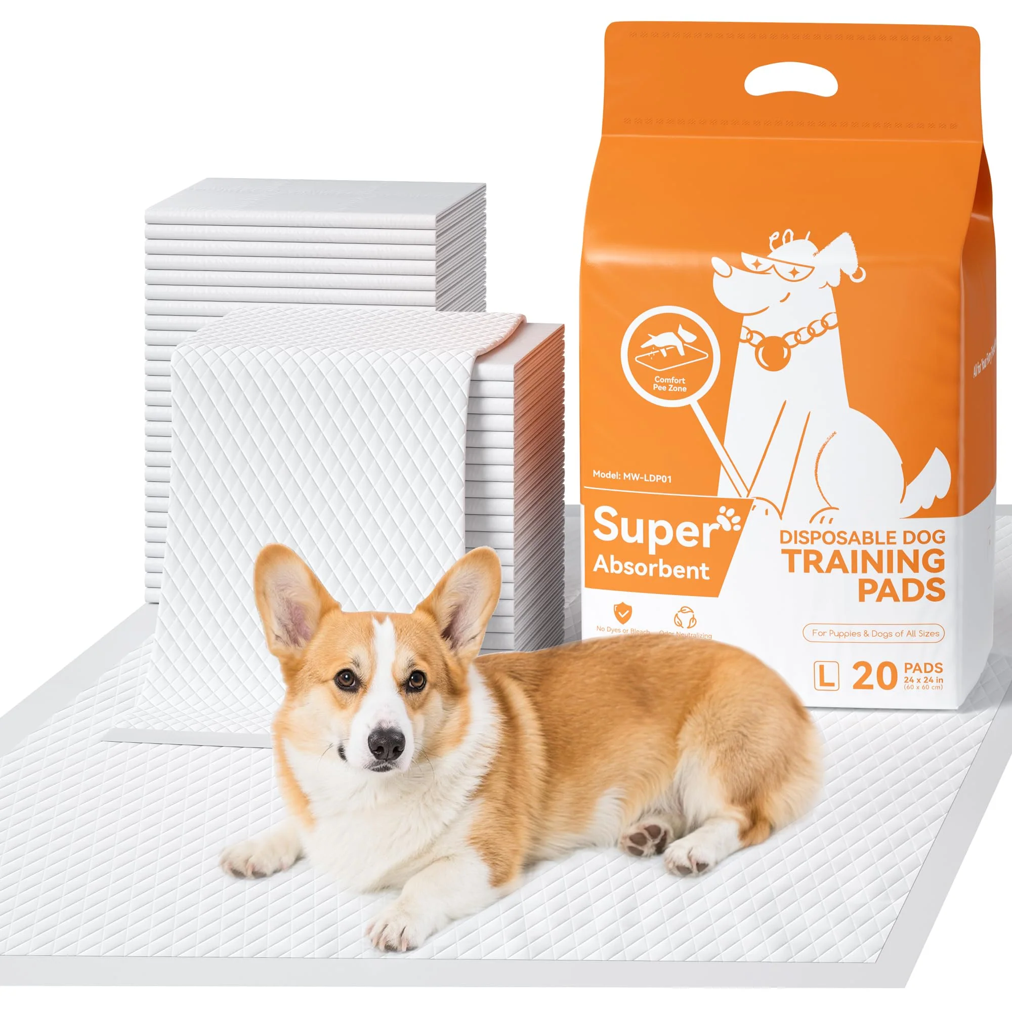 Professional Meowant Puppy Pads 24x24 Large – 6-Layer Quick-Dry Leak-Proof Training Pads for Dogs Cats Artisan