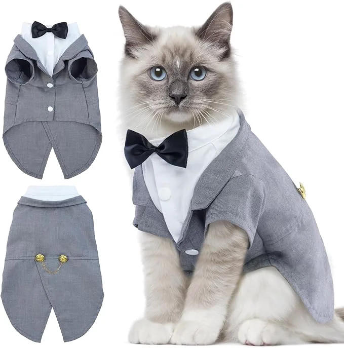 Enhanced DENTRUN Cat Tuxedo Outfit Sphynx Cat Costume Formal Suit Exclusive
