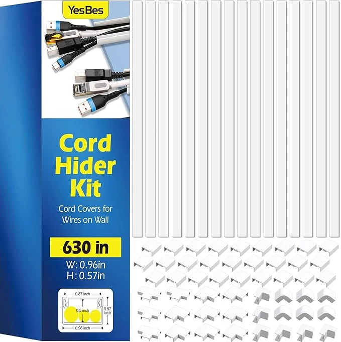 Selected 630in Cord Hider Kit Paintable Cable Raceway Cord Covers for Wires on Wall Cord Hider for Wall Mount tv tv Cable Hider Wall kit Wire Covers for Cords 40X L15.7in X W0.96in X H0.57in WhiteAbout ThisOverview Carefully Designed