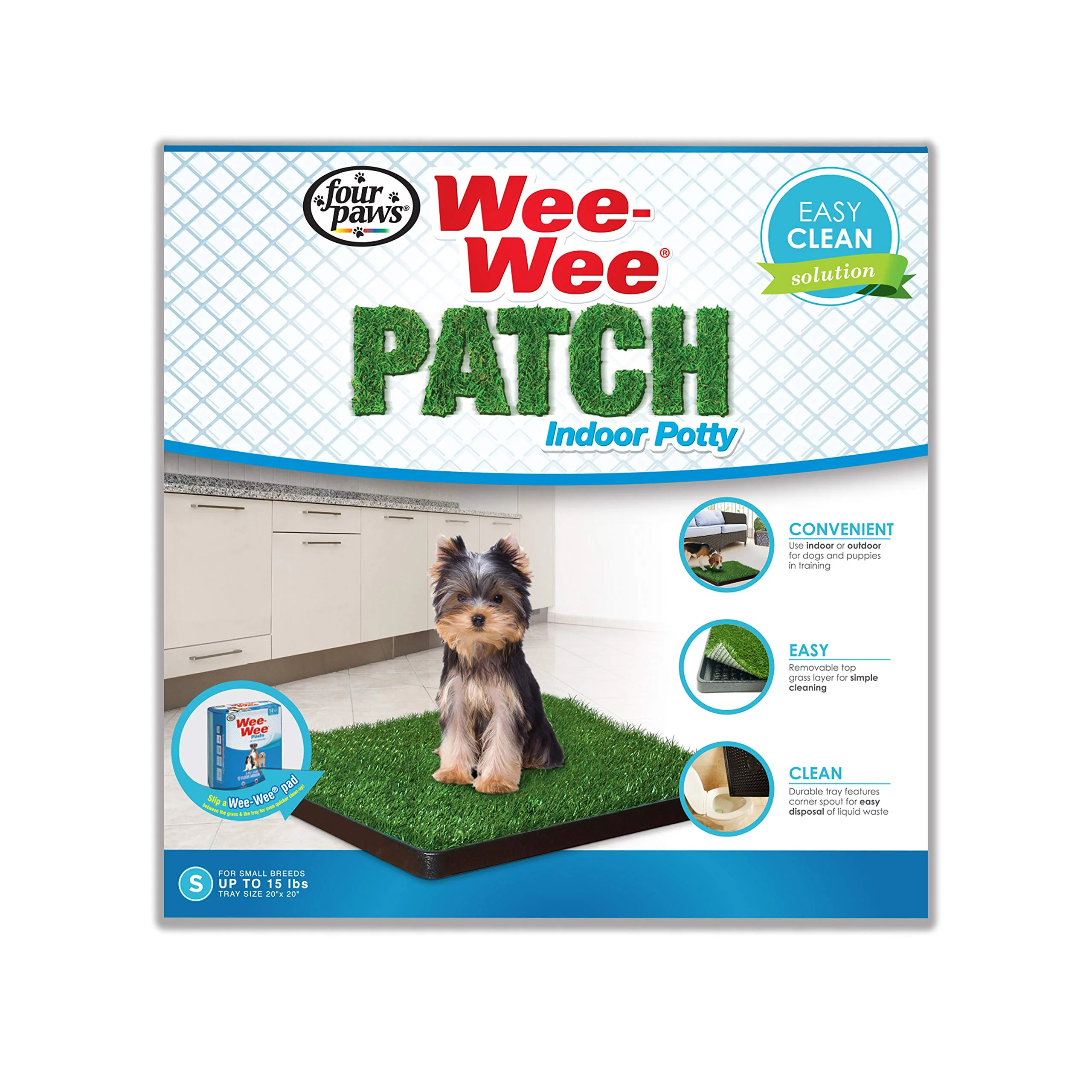 User-Friendly Four Paws Wee-Wee Premium Patch — Indoor Outdoor Dog Potty Grass for Small Dogs Up to 15 lb Original Design