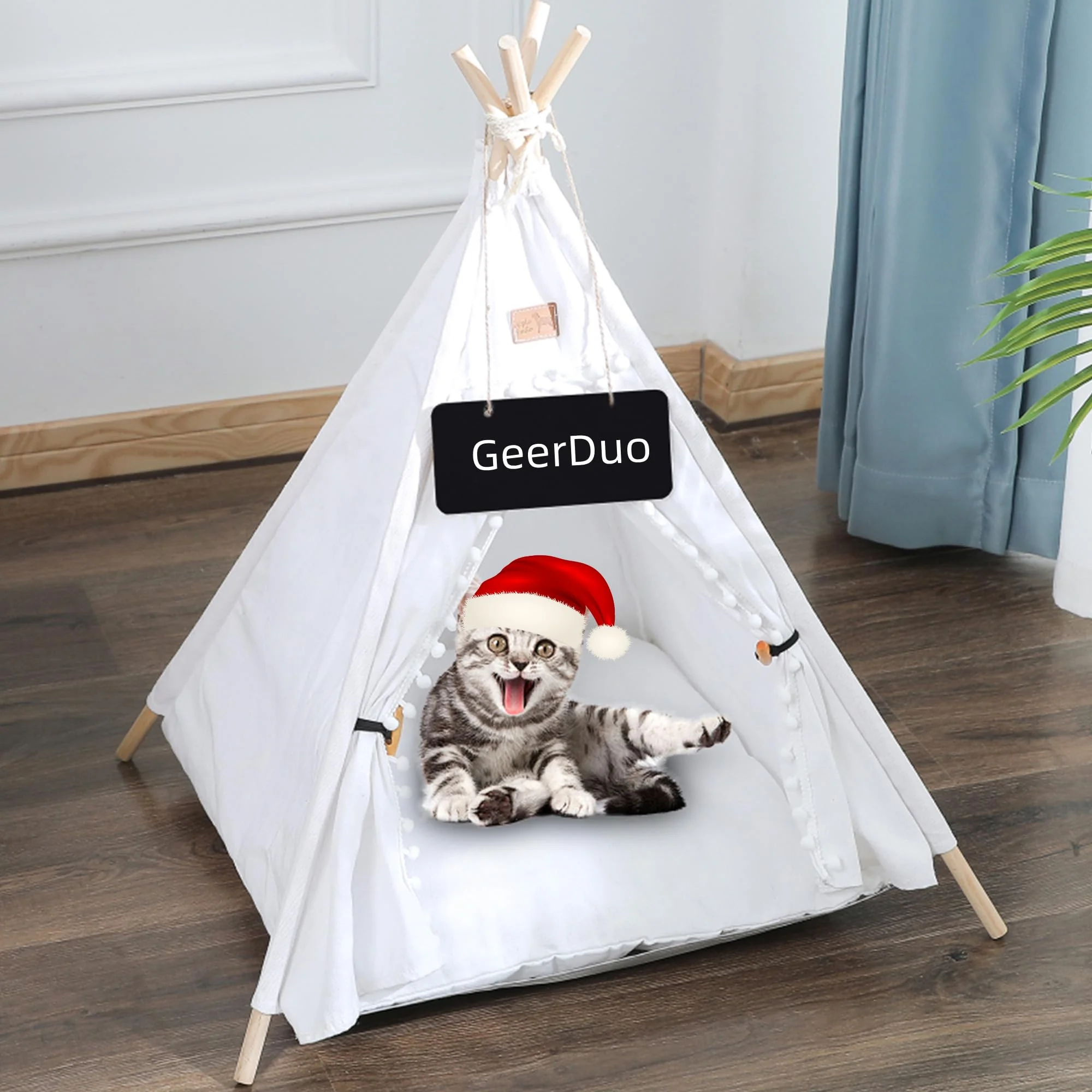 Fine Crafted GeerDuo Pet Teepee – Portable 24in Private Pet Tent for Cats Small Dogs with Washable Cushion Smart