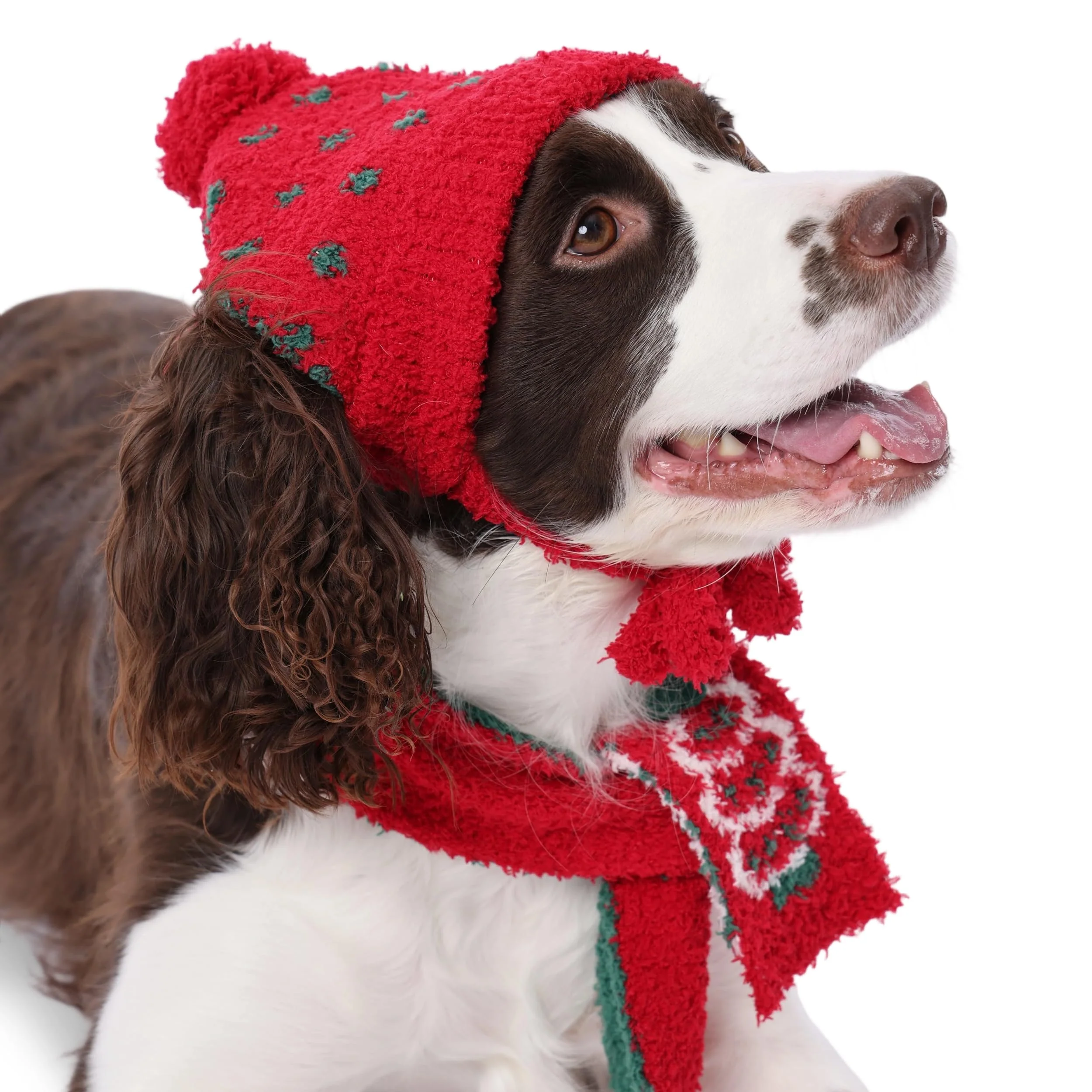 User-Friendly PUMYPOREITY Dog Christmas Hat Scarf 2-Piece – Festive Red Size M Long-Lasting