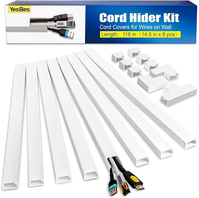 Comfortable 116in Cord Hider Kit Cord Covers for Wires on Wall Paintable Cable Raceway Cord Hider for Wall Mount tv tv Cable Hider Wall kit Wire Covers for Cords W0.96in X H0.57in WhiteAbout ThisOverview Minimalist
