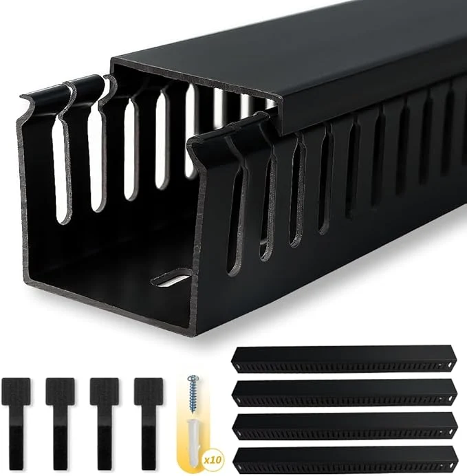 Comfortable Cable Raceway 95 Open Slot Cable Management Kit with Upgraded Snap Structure Wire Cover Cord Hider for Under Desk Industrial Network PC T- 23.6 X 1.97 X 2.4 X 4PCS LWH Black Overview Effective