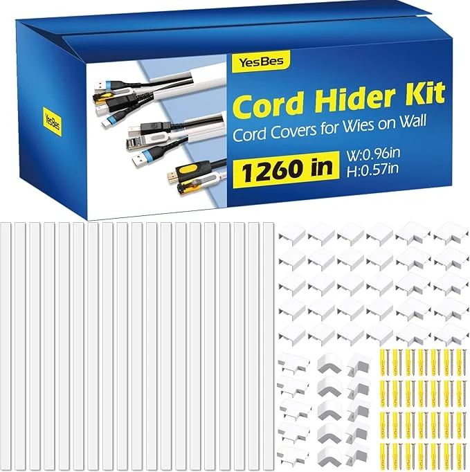 Green 1260in Cord Hider Kit Cord Covers for Wires on Wall Paintable Cable Raceway Cord Hider for Wall Mount tv tv Cable Hider Wall kit Wire Covers for Cords 80X L15.75 X W0.96in X H0.57in WhiteAbout ThisOverview Classic