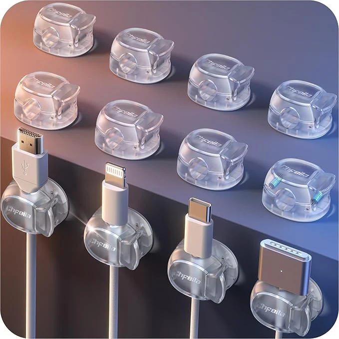 Exceptional 12Pack Cable Clips - Chfeila Latest Dual Spring Cord Organizer with Clasp Lock Max Stability Desk Cable Management Adhesive Phone Charging Wire Holder for Nightstand Car Wall Office AccessoryAbout ThisOverview Exclusive