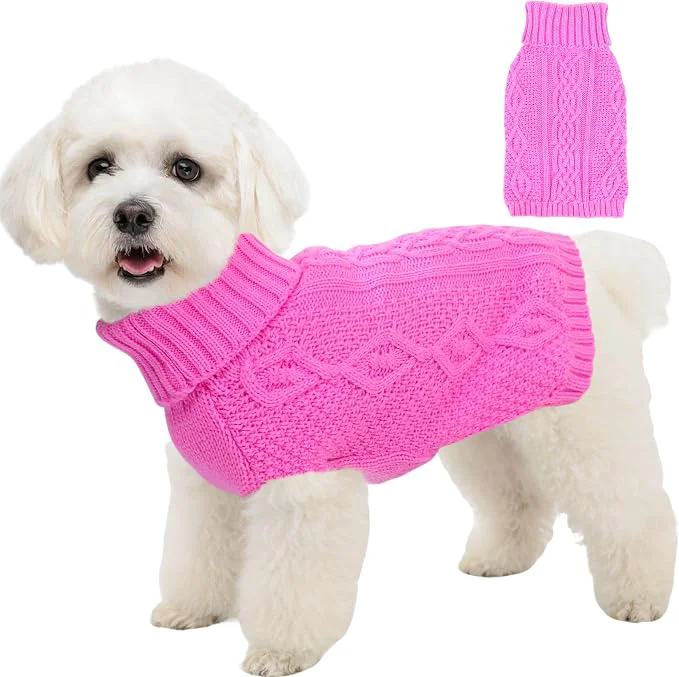 Verified Dog Sweaters Small Dog Clothes Winter Turtleneck Puppy Sweater Warm Pet Cat Convenient