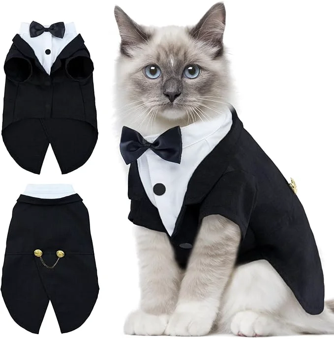 Artisan DENTRUN Cat Tuxedo Outfit Sphynx Cat Costume Formal Suit Contemporary