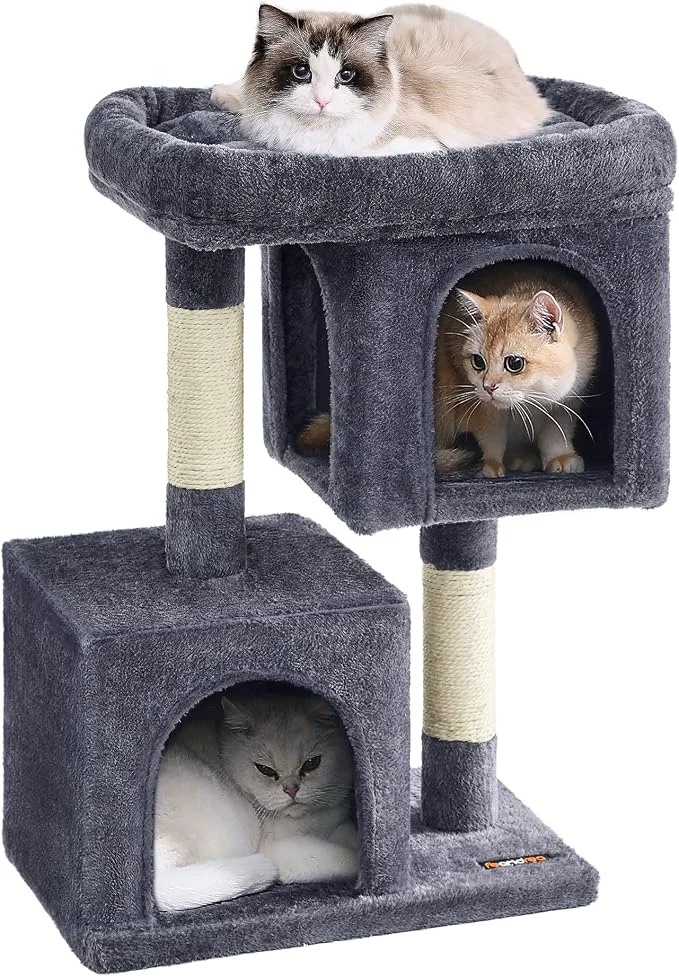 Stylish Feandrea Cat Tree 29.1-Inch Cat Tower Plush Condo Organic
