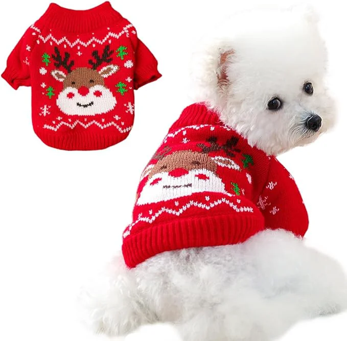 Advanced Christmas Dog Outfit Red Puppy Sweater Premium Material
