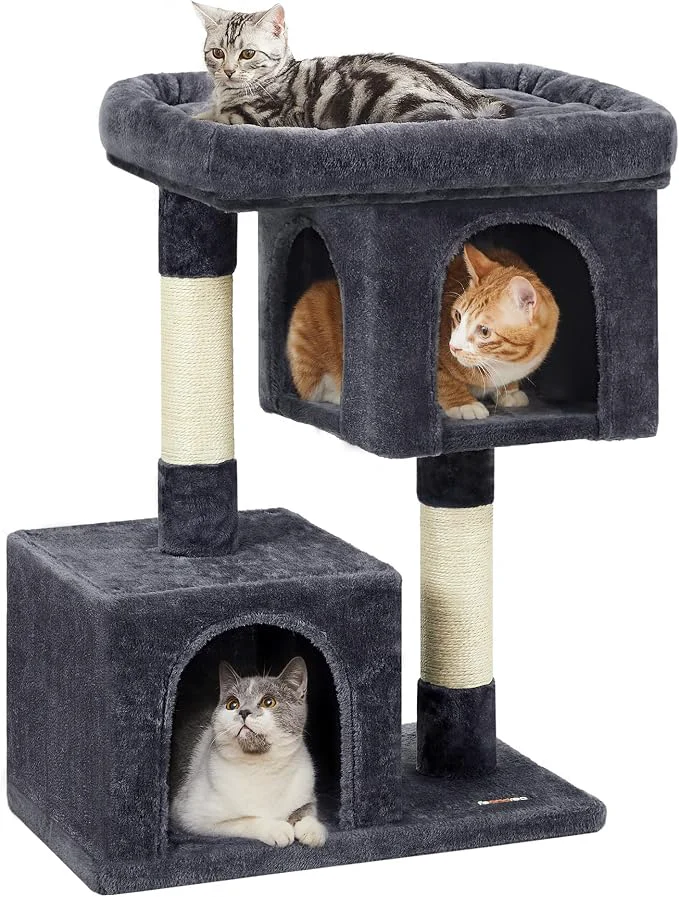 Sophisticated Feandrea Cat Tree 33.1-Inch Cat Tower Plush Condo Certified