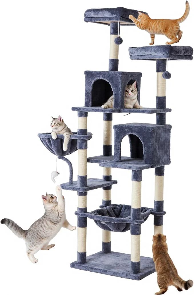 Enhanced Sweetcrispy 71 inch Cat Tree Tower Large Multi Level Cat Climbing Tower Eco-Friendly
