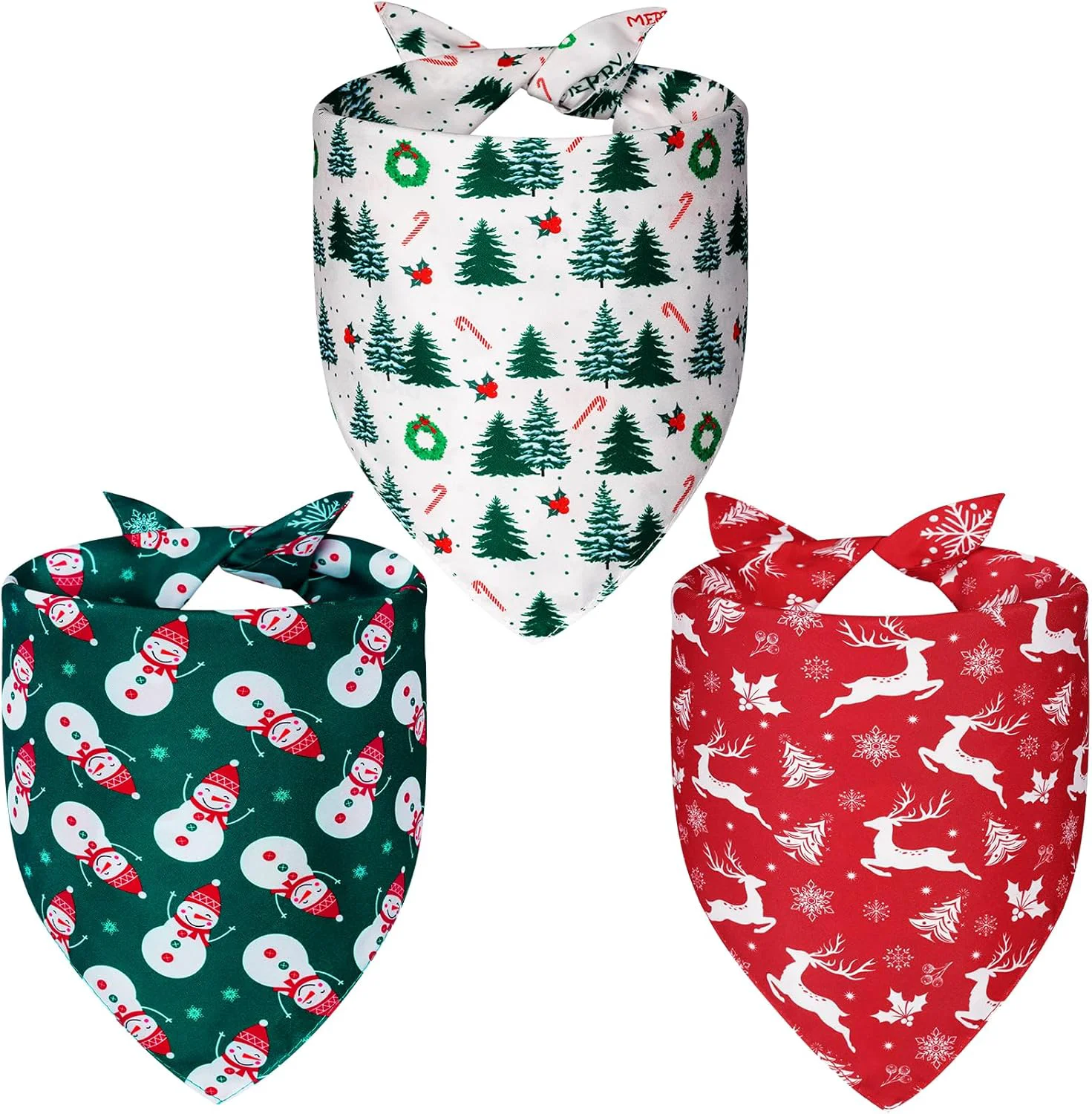 Unique Christmas Dog Bandanas Large 3PCS 6 Pattern Holiday Scarf for Boy and Girl Triangle Reversible Bibs Breed for Puppy Pets Next-Generation