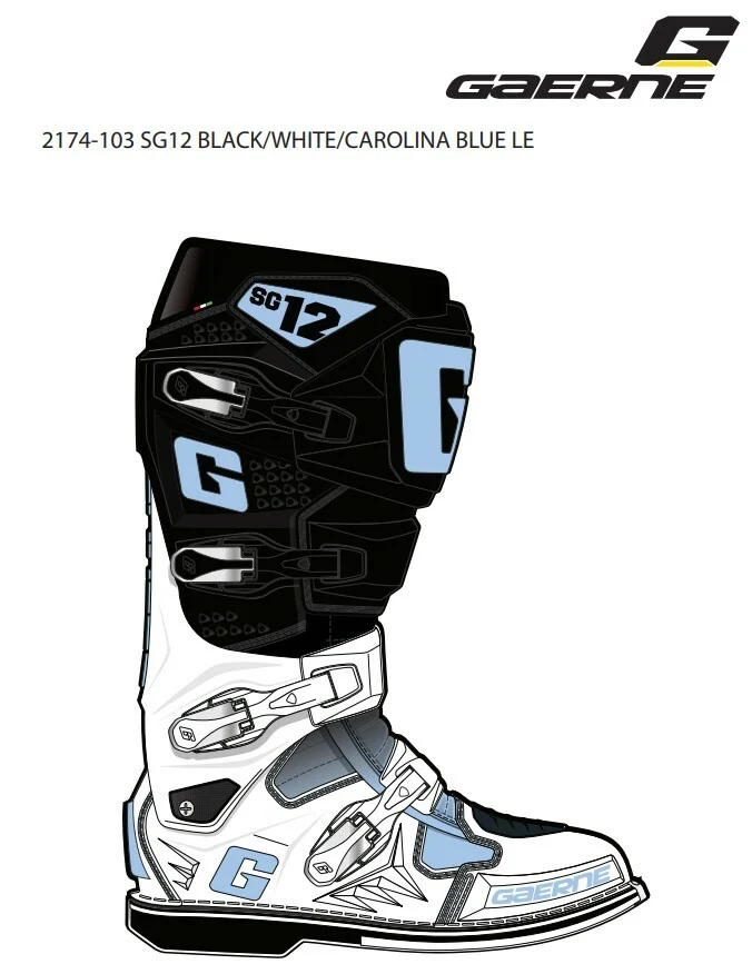 Traditional GAERNE SG-12 Le Boots Black White Carolina Blue Size 09 Trusted
