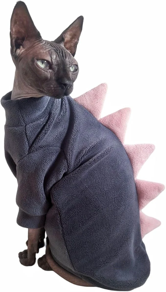 Specialty Dinosaur Sphynx Cat Clothes Soft Polar Fleece Sweater Clean