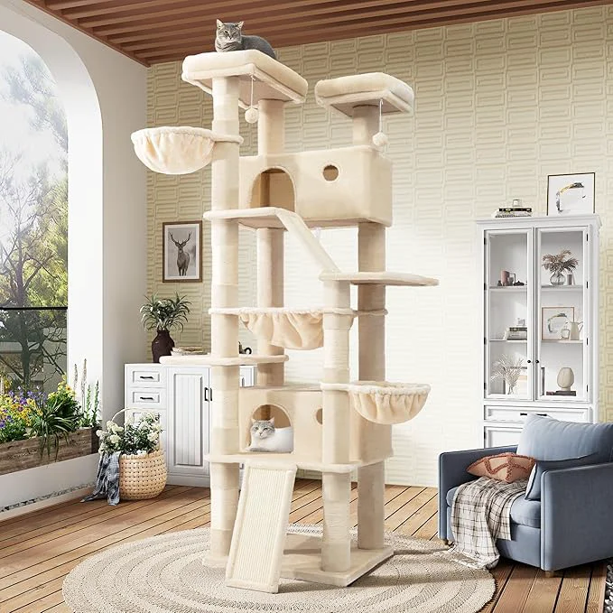 Casual SHA CERLIN 81in Multi-Level Tall Cat Tree Tower Refined