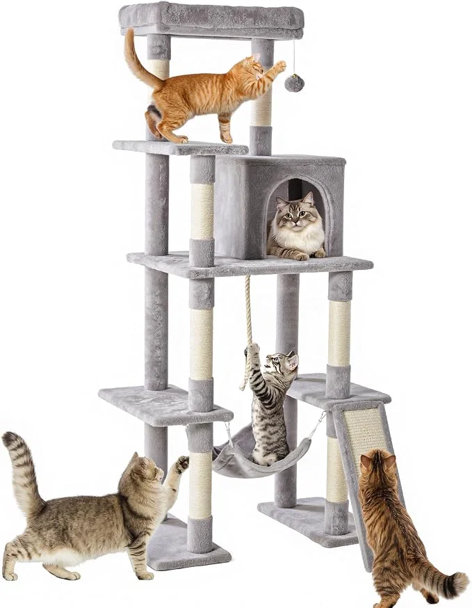 World-Class Sweetcrispy 63 inch Cat Tree Tower Large Multi Level Cat Climbing Tower User-Friendly