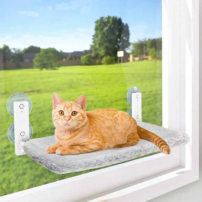 Breathable AMOSIJOY Cordless Cat Window Perch Cat Hammock Smooth