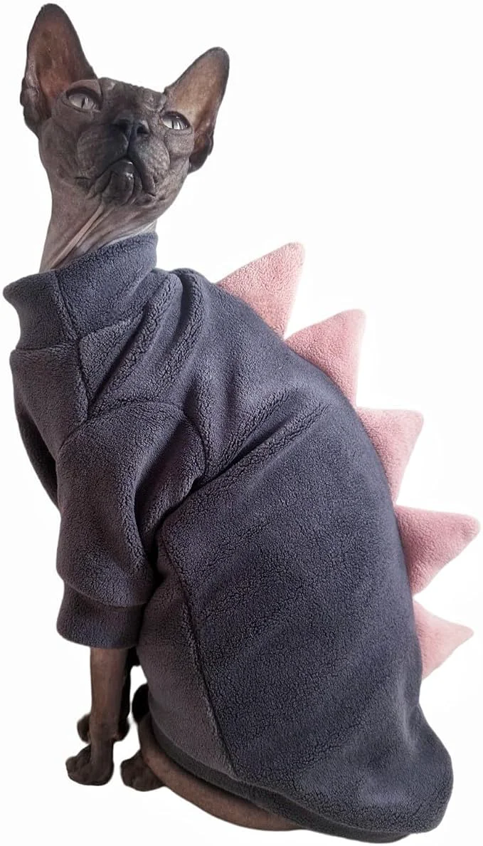 Smooth Dinosaur Sphynx Cat Clothes Soft Polar Fleece Sweater Smart