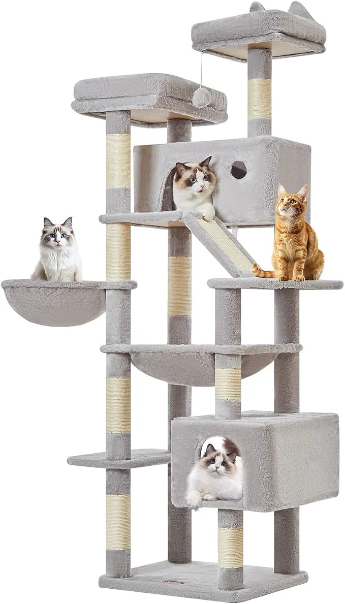 Certified Taoqimiao Cat Tree 71-Inch Cat Tower Breathable