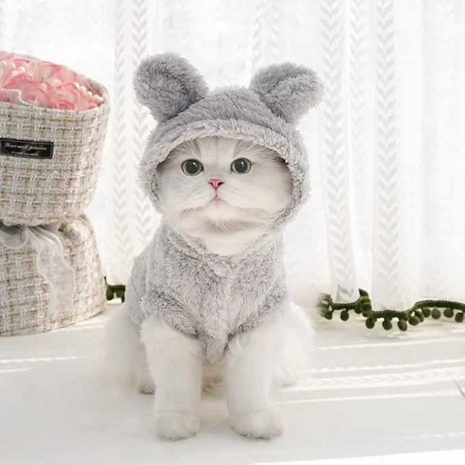 Smart Selena Cat Bunny Ears Costume Cute Dog Kitten Hoodies Sweater Rabbit Ears Puppy Safe