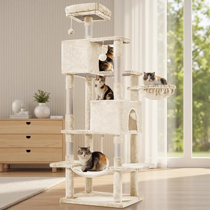 Easy-to-Use Sweetcrispy 66 Inch Cat Tree Tower Pet Condo High-Grade