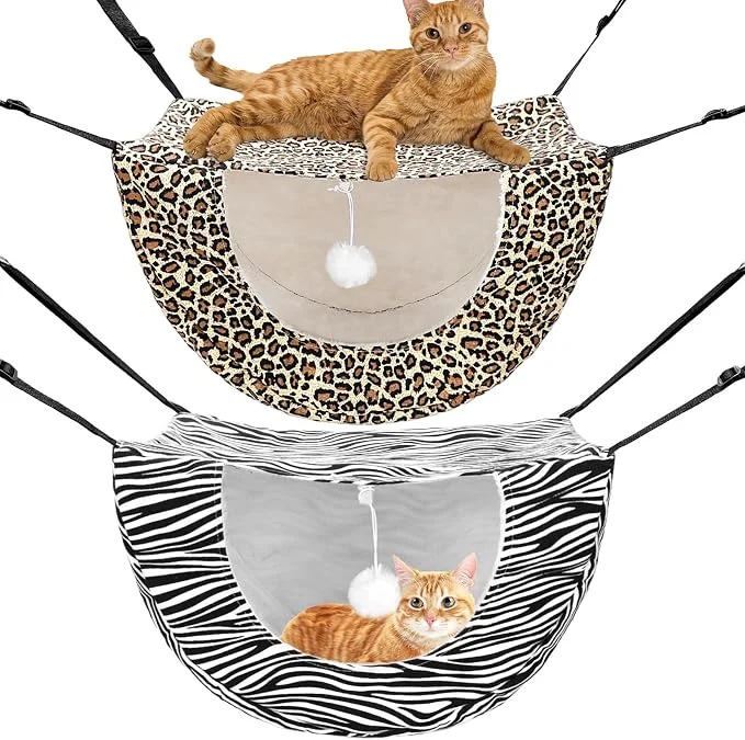 Professional Unittype 2 Pieces Cat Cage Hammock Hanging Pet Bed Double Layer Soft Plush Consistent