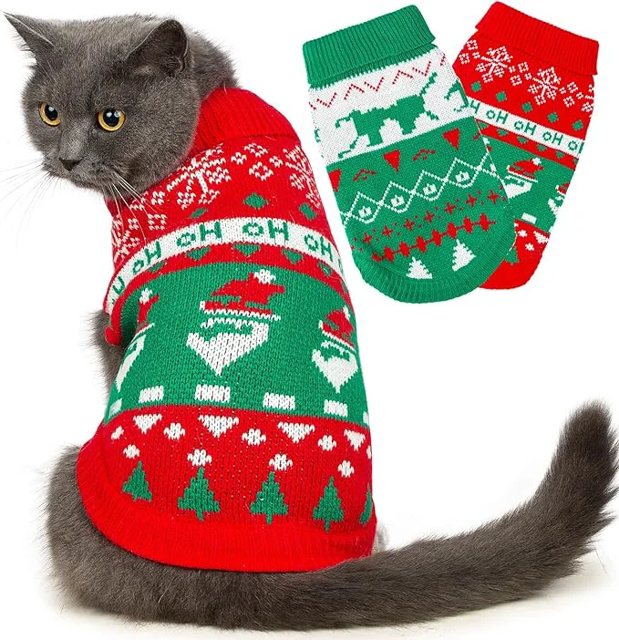 World-Class Stretchy Cat Christmas Sweater Soft