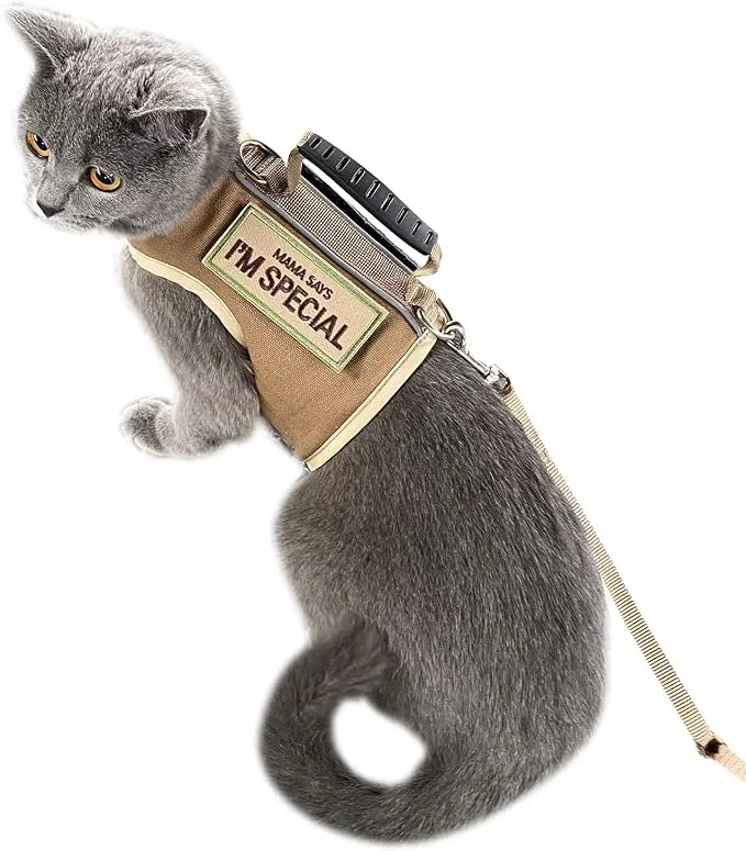 Secure Tactical Cat Harness and Leash for Walking Escape Proof Adjustable Cat Walking Exceptional