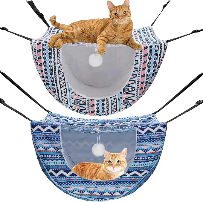 Pure Unittype 2 Pieces Cat Cage Hammock Hanging Pet Bed Double Layer Soft Plush Convenient