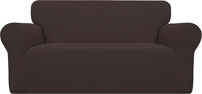Detailed Easy-Going Stretch Oversized Loveseat Slipcover 1-Piece Sofa Cover Furniture Protector Couch Soft with Elastic Bottom for Kids Polyester Spandex Jacquard Fabric Small Checks ChocolateAbout ThisOverview Superior