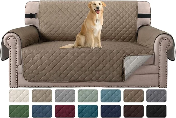 Crafted H.VERSAILTEX Reversible Loveseat Cover Water Resistant Furniture Protector for Dog Non Slip Couch Cover with Elastic Strap Washable Loveseat Slipcover Seat Width to 46 Loveseat Taupe Brown Beige About ThisOverview Premium