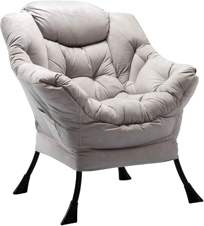 Professional HollyHOME Lazy Chair with Armrest and Side Pocket Comfy Accent Lounge Chair Leisure Sofa Armchair for Living Room Bedroom Dorm or Small Spaces Oversized Reading Sofa Chair Textured GreyAbout ThisOverview Eco-Friendly