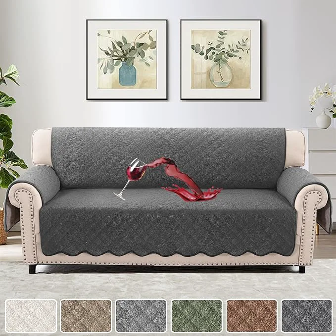 Premium Material H.VERSAILTEX Waterproof Quilted Couch Covers Non Slip Sofa Covers Protector Slipcovers for Dogs Covers for 3 Cushion Couch Sofa Pet Furniture Protector Modern Fleece Fabric Sofa Charcoal About ThisOverview Classic