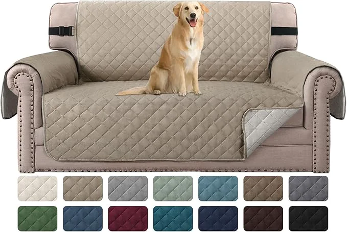 Expertly Made H.VERSAILTEX Sofa Protector for Dogs Cats Pets Sofa Covers Slipcover Quilted Couch Coveres Loveseat Covers with Non Slip Elastic Strap Water Resistant Seat Width 46 Loveseat Khaki Beige About ThisOverview Advanced