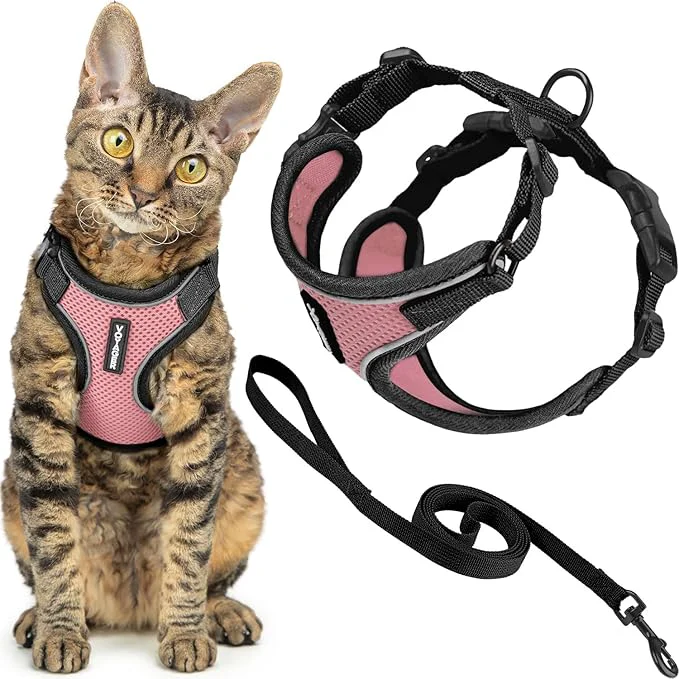 Clean Voyager Escape-Proof Step-in Lock Cat Harness 5ft Neoprene-Handle Leash Set Prestigious